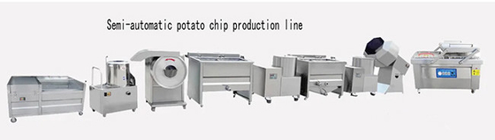 Línea semiautomática de procesamiento de papas fritas de 100 kg/h 55kw