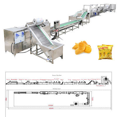 SUS304 200 kg/h Línea de producción de papas fritas calefacción diesel